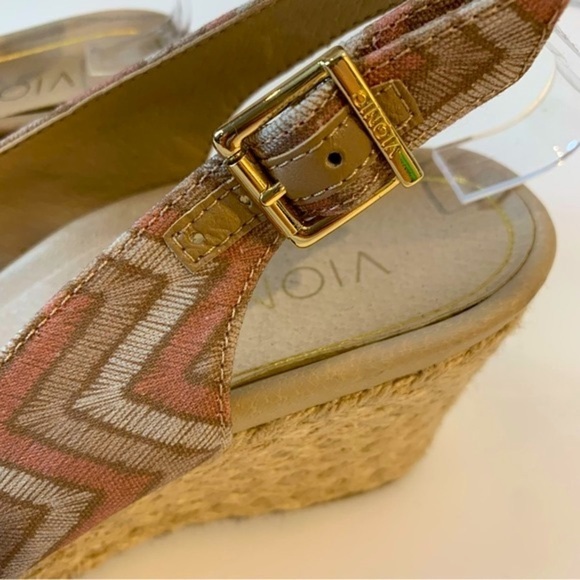 Vionic Coralina Chevron  Pink Tan Espadrilles Wedge Slingback Sandals sz 7.5 - Picture 5 of 9